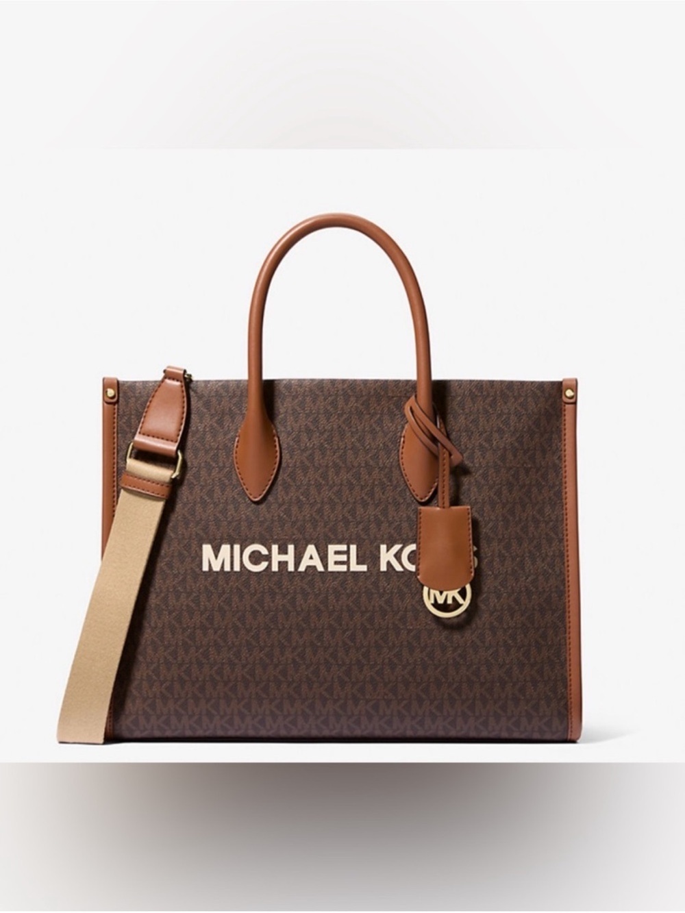 MICHAEL KORS Brown Logo Mirella Tote Crossbody Shoulder Bag